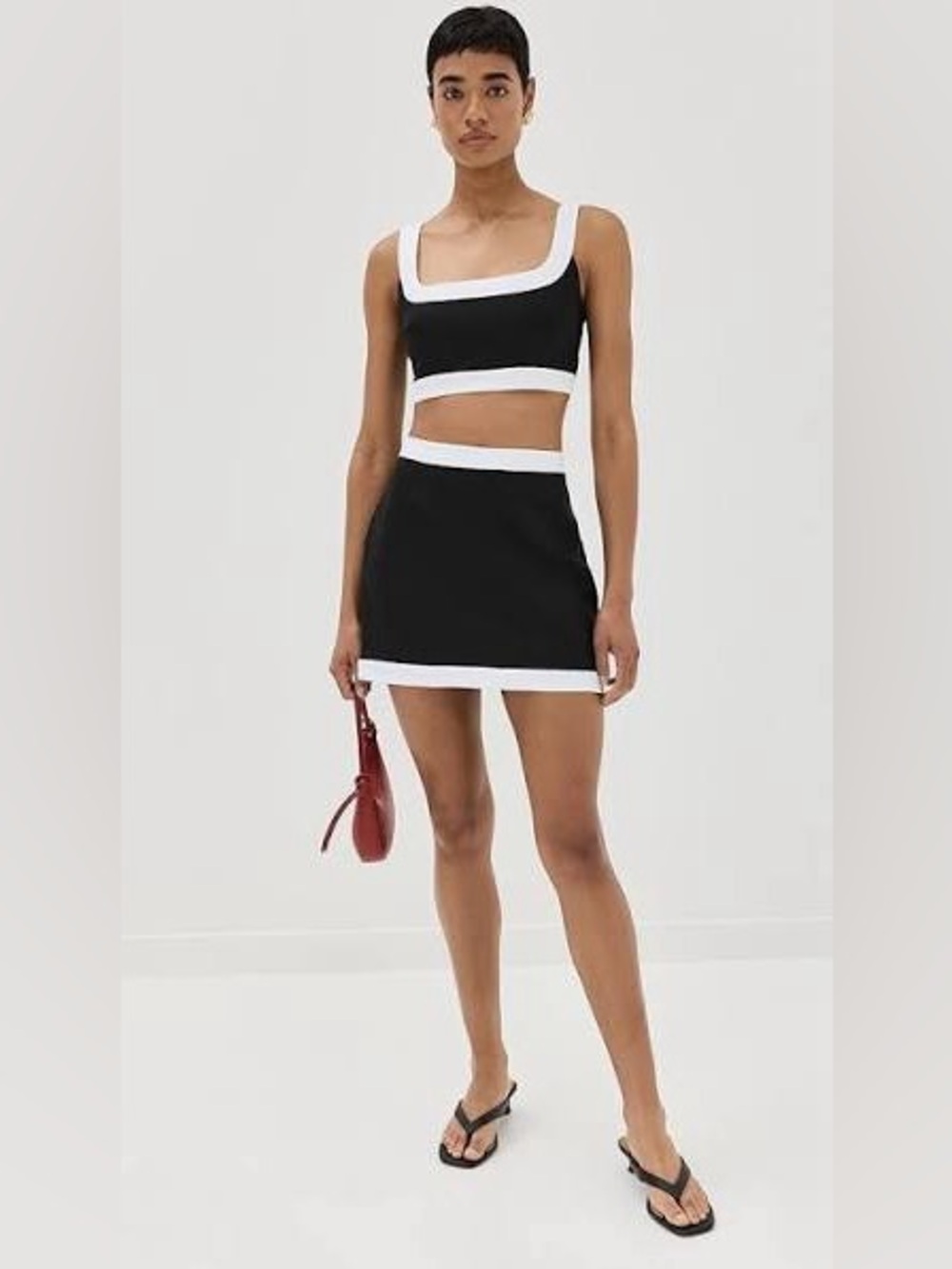 Like New! Reformation Black and Cream Striped Linen Tank